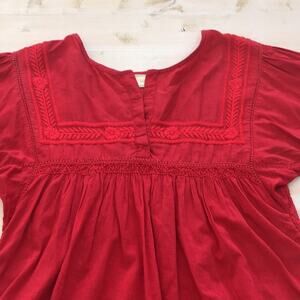 Liza + Tara embroidered boho long balloon sleeve peasant top sz M